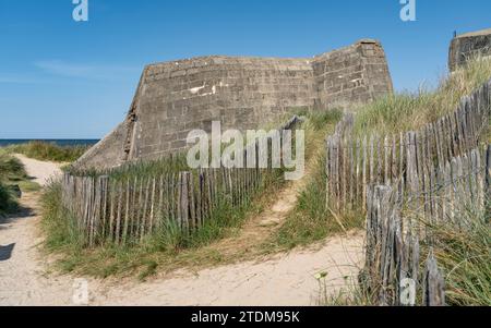 Scenario a Juno Beach tra Courseulles e Saint-Aubin-sur-Mer, una delle cinque aree dell'invasione alleata della Francia occupata dai tedeschi Foto Stock