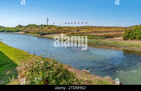 Scenario a Juno Beach tra Courseulles e Saint-Aubin-sur-Mer, una delle cinque aree dell'invasione alleata della Francia occupata dai tedeschi Foto Stock