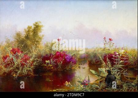 Jerome Thompson painting, Duck Hunting, olio su tela, 1867 Foto Stock
