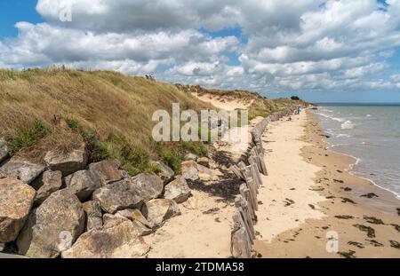 Scenario a Utah Beach, una delle cinque aree dell'invasione alleata della Francia occupata dai tedeschi negli sbarchi in Normandia il 6 giugno 1944, è Foto Stock