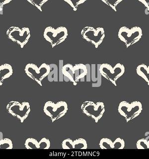 Motivo a cuore senza cuciture dipinto a mano con pennello a inchiostro. Elemento grafico del disegno. Scrapbooking, carta San Valentino, carta da parati, baby shower, matrimonio invita Illustrazione Vettoriale