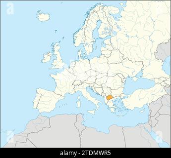 Mappa delle località della REPUBBLICA DI MACEDONIA DEL NORD, EUROPA Illustrazione Vettoriale