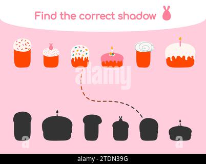 Trova l'illustrazione vettoriale del gioco shadow Kids corretta Illustrazione Vettoriale