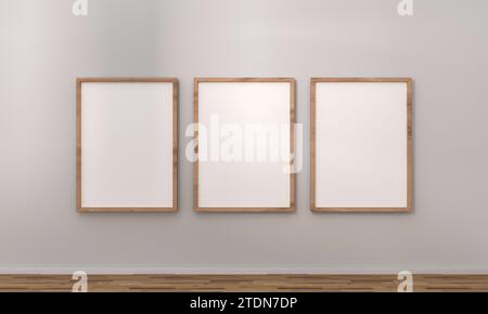 Primo piano dei telai dei poster mockup. rendering 3d. Foto Stock