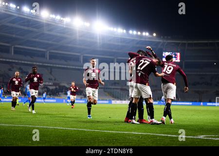 Il Torino FC festeggia un gol durante la partita di serie A tra Torino FC e Empoli FC allo Stadio Olimpico grande Torino, il 16 dicembre 2 Foto Stock