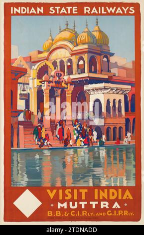 Roger Broders (1883-1953) poster di viaggio francese - VISIT INDIA, MUTTRA, Indian State Railways 1928 Foto Stock