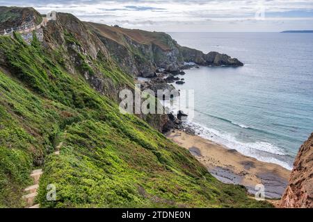 La grande Greve Beach a Little Sark, Bailiwick di Guernsey, Isole del Canale Foto Stock