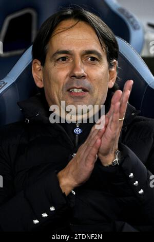 Simone Inzaghi allenatore del FC Internazionale durante la partita di serie A tra SS Lazio e FC Internazionale allo stadio Olimpico di Roma, 17 dicembre 2023. Foto Stock