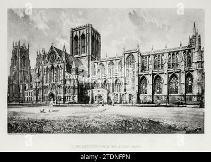 York Minster from the South East from the book ' Cathedrals, Abbeys and Church of England and Wales : Descriptive, Historical, Pictorial' volume 1 by Bonney, T. G. (Thomas George), 1833-1923; Publisher London : Cassell 1890 Foto Stock