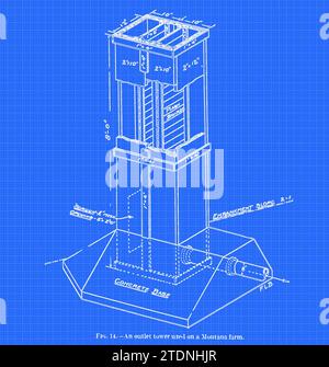 Una torre di sbocco utilizzata in una fattoria del Montana dal libro " The storage of water for irrigation purposes " di Fortier, Samuel; Bixby, F. L; Stati Uniti. Ufficio delle stazioni sperimentali; Stati Uniti. Dipartimento dell'Agricoltura Foto Stock