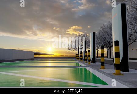 Visualizzazione delle stazioni di ricarica per auto Tesla Foto Stock