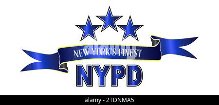 Il distintivo dello scudo di agente di legge della polizia di New York isolato su bianco. Foto Stock