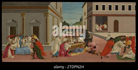 Tre miracoli di San Zenobio 1911 di Botticelli (Alessandro di Mariano Filipepi) Foto Stock