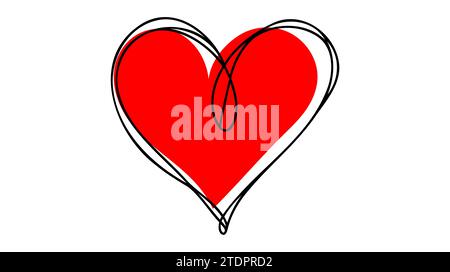 Continuous line drawing of heart. Heart one line icon. One line drawing background. Vector illustration. Heart black icon Illustrazione Vettoriale