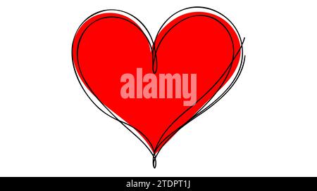 Disegno continuo del cuore. Icona Heart One line (cuore una linea). Sfondo del disegno a una linea. Illustrazione vettoriale. Icona del cuore nero Illustrazione Vettoriale