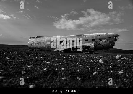 DC3 Plane Wreck in Islanda Foto Stock