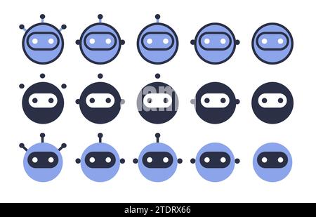 Chat bot. Il lavoro principale. Set clip art. Piatto. Icone vettoriali semplici raccolte nella raccolta Illustrazione Vettoriale