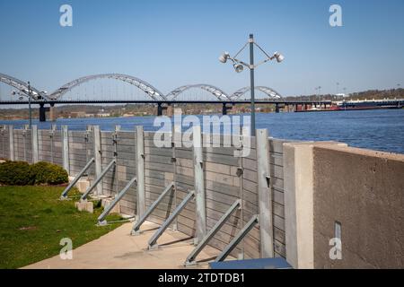 Pareti alluvionali temporanee lungo il fiume Mississippi Foto Stock