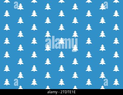 Schema albero di Natale - senza cuciture - alberi di Natale bianchi - sfondo blu brillante Foto Stock