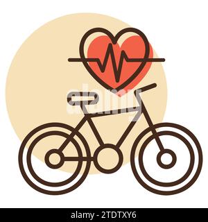 Icona del vettore heartbeat ciclico. Lo sport è segno di salute. Simbolo grafico per la progettazione di siti Web e app per la perdita di peso e fitness, logo, app, interfaccia utente Illustrazione Vettoriale