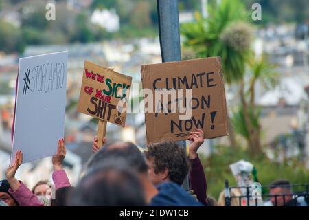 COP26 Demo a Truro, in Cornovaglia. Foto Stock