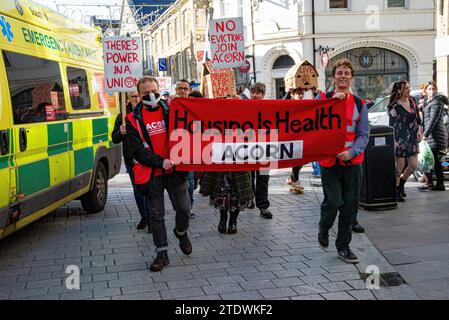 Protesta abitativa a Newquay, Cornovaglia. Foto Stock