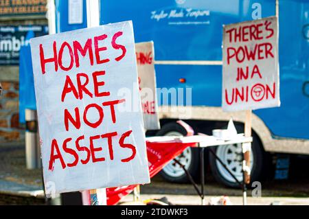 Protesta abitativa a Newquay, Cornovaglia. Foto Stock