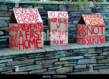 Protesta abitativa a Newquay, Cornovaglia. Foto Stock