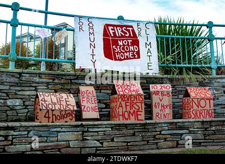 Protesta abitativa a Newquay, Cornovaglia. Foto Stock