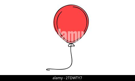 Palloncino ART a linea continua singola. Concetto regalo natalizio. Illustrazione Vettoriale