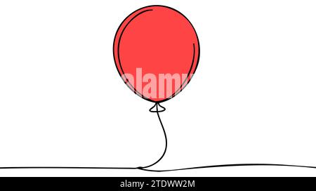 Palloncino ART a linea continua singola. Concetto regalo natalizio. Illustrazione Vettoriale