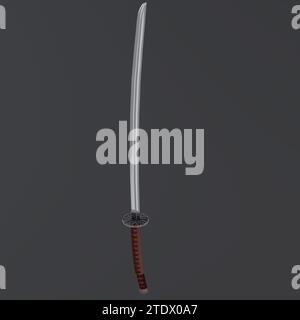 Katana Sword isolata su sfondo scuro Foto Stock