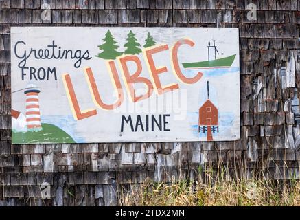 Lubec è una città del Maine, Stati Uniti. È la municipalità più orientale del contiguo Downeast Maine, Quoddy Head Lighthouse Foto Stock