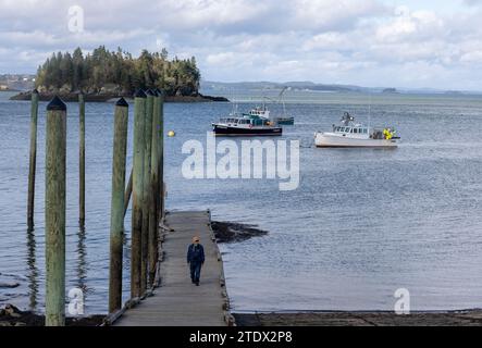 Lubec è una città del Maine, Stati Uniti. È la municipalità più orientale del contiguo Downeast Maine, Quoddy Head Lighthouse Foto Stock