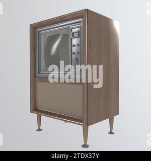 TV vintage isolata su sfondo bianco Foto Stock