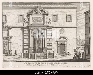 Fontein bij de Ponte Sisto te Roma, Giovanni Battista fonda, 1653 - 1691 Fontein che ora si trova in piazza Trilussa ma originariamente dall'altra parte del Tevere. Numerato sotto: 22. La stampa fa parte di un album. Tipografia: Italyafter Own design di: Italypublisher: RomeVaticaanstad paper etching Sisto bridge. Tevere. Roma Fontein che ora si trova in Piazza Trilussa ma originariamente dall'altra parte del Tevere. Numerato sotto: 22. La stampa fa parte di un album. Tipografia: Italyafter Own design di: Italypublisher: RomeVaticaanstad paper etching Sisto bridge. Tevere. Roma Foto Stock