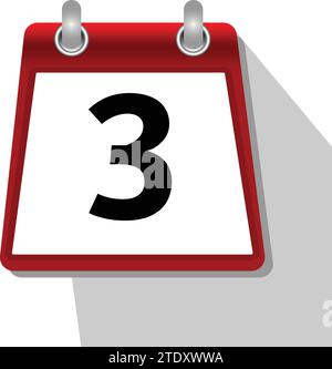 3 semplice icona del calendario su sfondo bianco Illustrazione Vettoriale