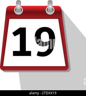 19 semplice icona del calendario su sfondo bianco Illustrazione Vettoriale