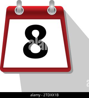 8 semplice icona del calendario su sfondo bianco Illustrazione Vettoriale
