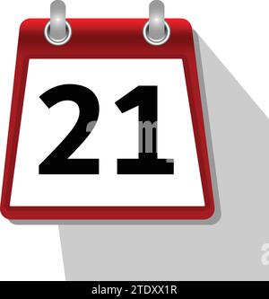 21 semplice icona del calendario su sfondo bianco Illustrazione Vettoriale