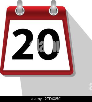 20 semplice icona del calendario su sfondo bianco Illustrazione Vettoriale