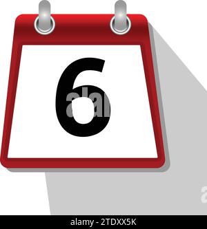 6 semplice icona del calendario su sfondo bianco Illustrazione Vettoriale
