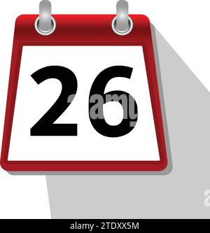 26 icona semplice del calendario su sfondo bianco Illustrazione Vettoriale