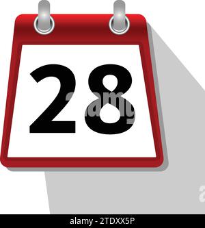 28 icona semplice del calendario su sfondo bianco Illustrazione Vettoriale