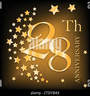 distintivo golden premium per il 28° anniversario Illustrazione Vettoriale