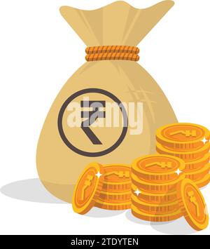 Icona Rupee simbolo della valuta indiana Coin Money Bank Vector Illustrazione Vettoriale