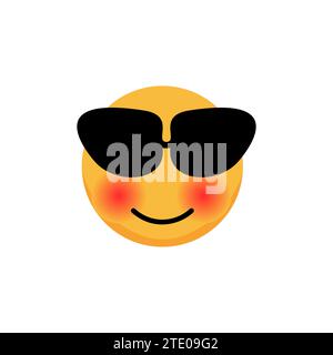 Emoticon aziendale con occhiali da sole scuri. Emoji dei cartoni animati. Illustrazione vettoriale Illustrazione Vettoriale
