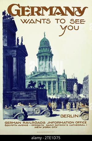 GERMANY Wants to SEE You - annuncio Promoting American Tourism to Nazi Germany, 1935, Jupp Wiertz (1888-1939) Foto Stock