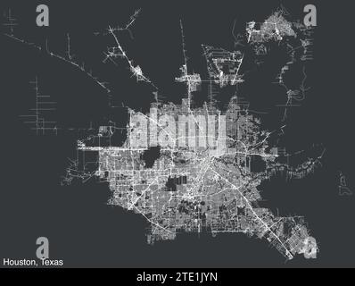 Mappa stradale di HOUSTON, TEXAS Illustrazione Vettoriale