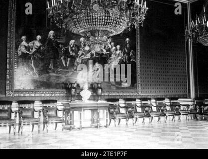 12/31/1929. Sala del trono del palazzo della fattoria di San Idelfonso (Segovia). Crediti: Album / Archivo ABC Foto Stock